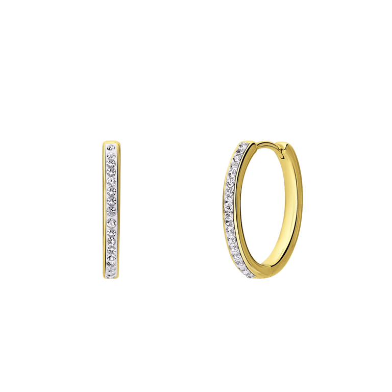 Zilveren goldplated oorringen met kristal voor dames