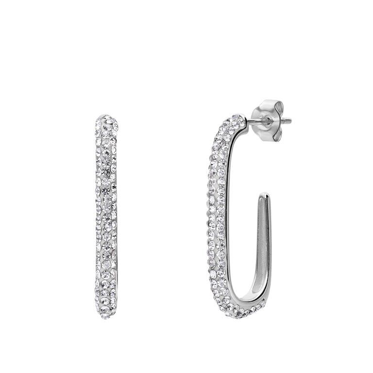 Ohrhänger aus 925er Silber, oval, Kristall