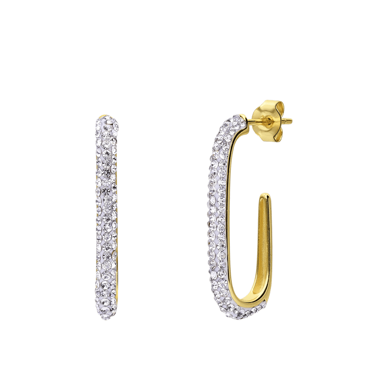 Zilveren goldplated oorhangers met kristal voor dames
