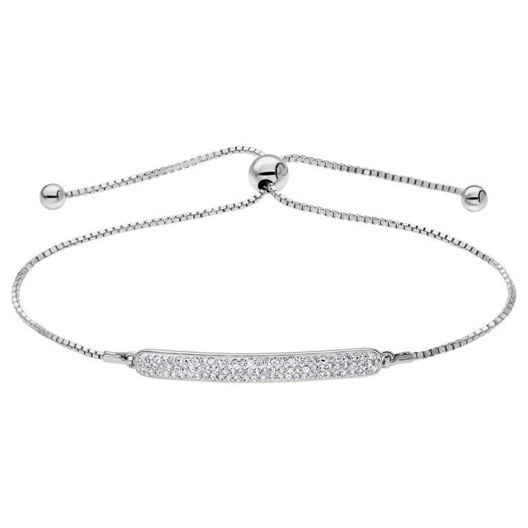 Zilveren armband plaat kristal