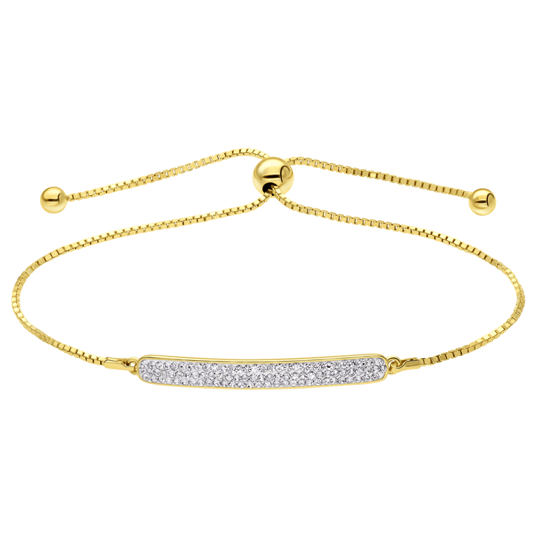 Zilveren goldplated armband plaat kristal