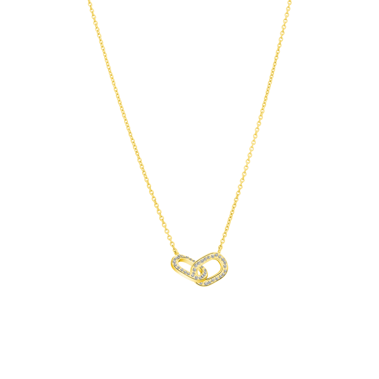 Zilveren goldplated ketting met hanger met zirkonia voor dames