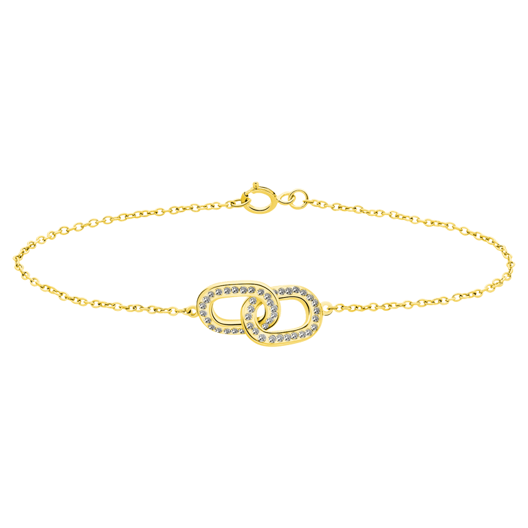Silbernes Armband mit Ovalen Zirkonia, vergoldet