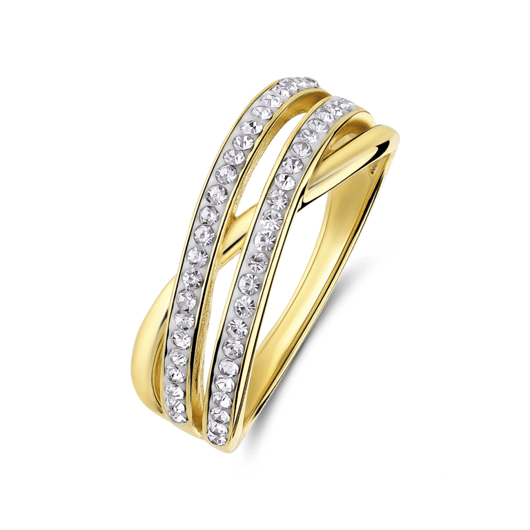 Zilveren goldplated ring kristal