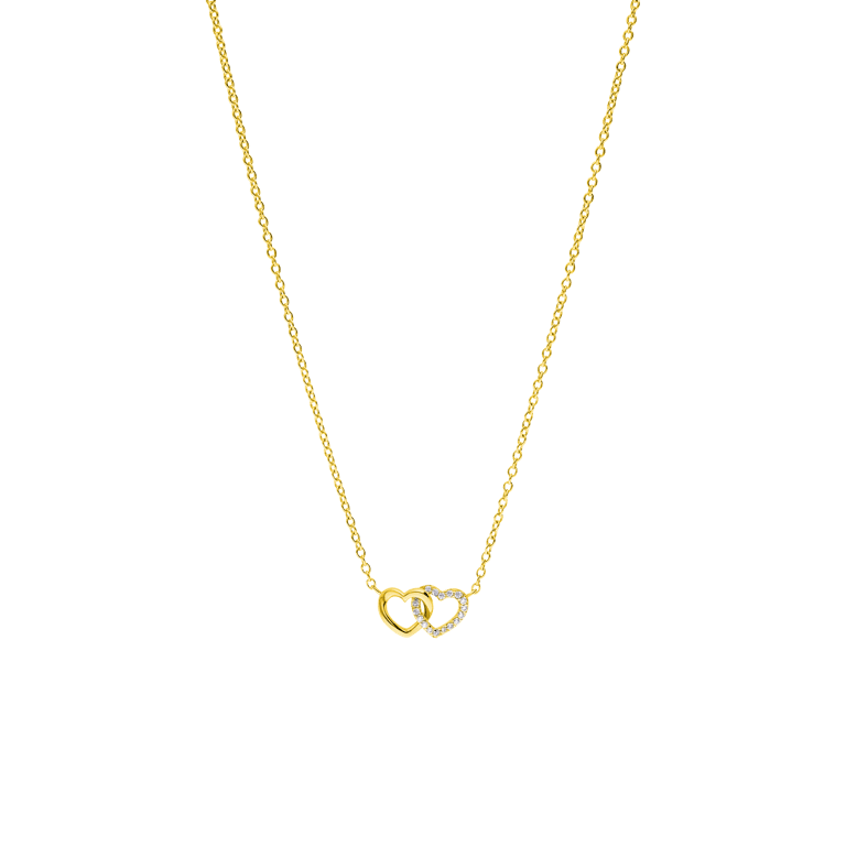 Zilveren goldplated ketting met hanger hart met zirkonia voor dames