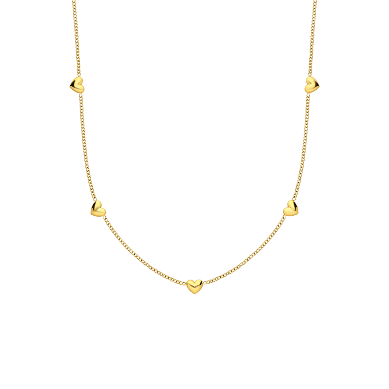 Stalen goldplated ketting met hanger hart voor dames