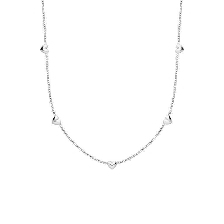 Stalen ketting met 7 hartjes
