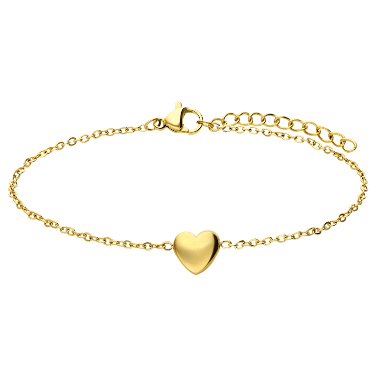 Stalen goldplated fantasiearmband met hanger hart voor dames