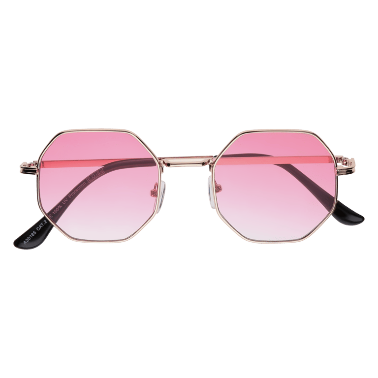 Zonnebril met rose-goudkleurige frame hexagon