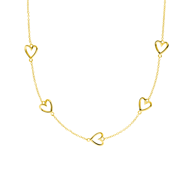Zilveren goldplated ketting met hanger hart voor dames