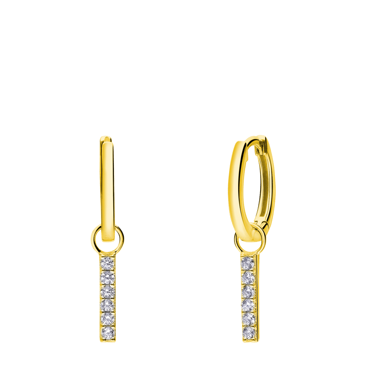 Zilveren goldplated oorringen met hanger met zirkonia voor dames