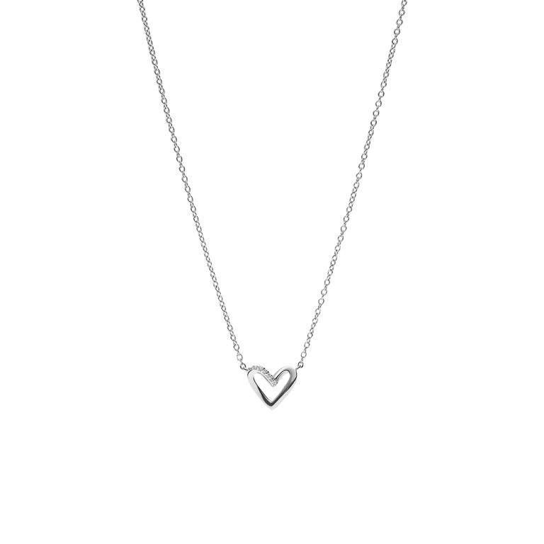 Zilveren ketting met hanger hart zirkonia