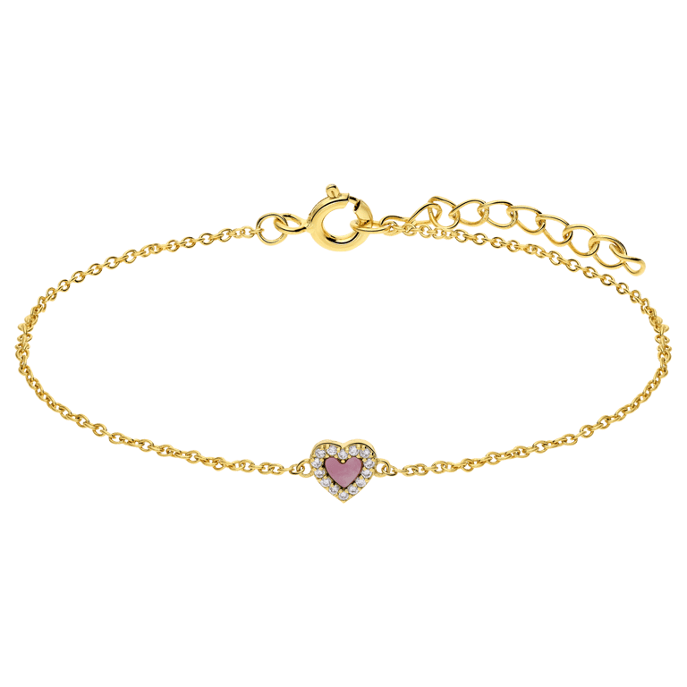 Zilveren goldplated armband hart rhodonite voor dames