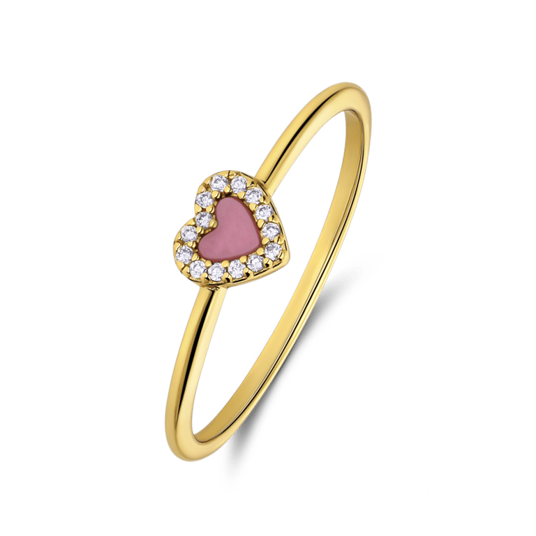 Zilveren goldplated ring een hartvormige Rhodonite gemstone