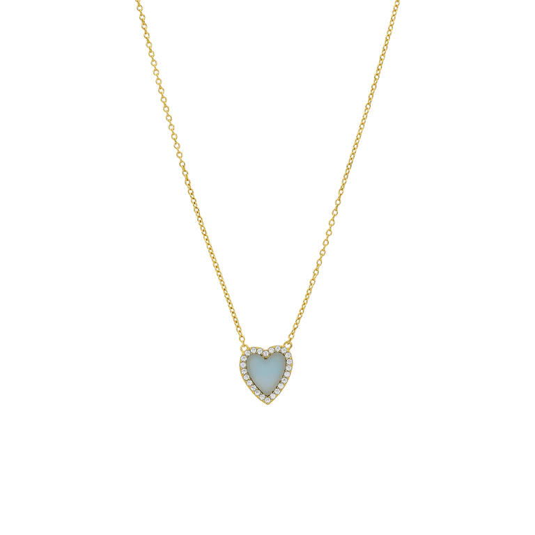 Zilveren goldplated ketting met hanger hart met amazoniet voor dames