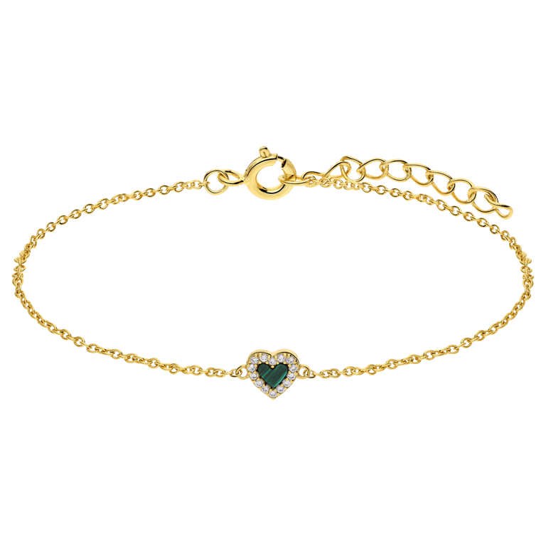 Zilveren goldplated armband met malachiet voor dames