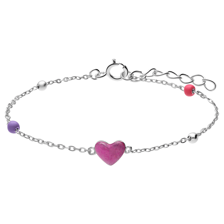 Zilveren armband met roze hartje