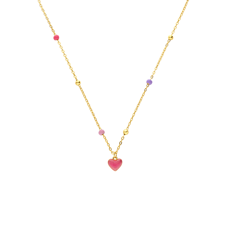 Zilveren goldplated kinderketting met hanger hanger met emaille