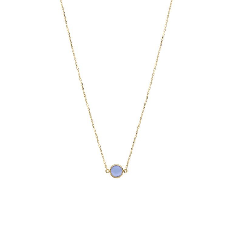 Halskette aus 585 Gelbgold mit Geburtsstein-Anhänger, März