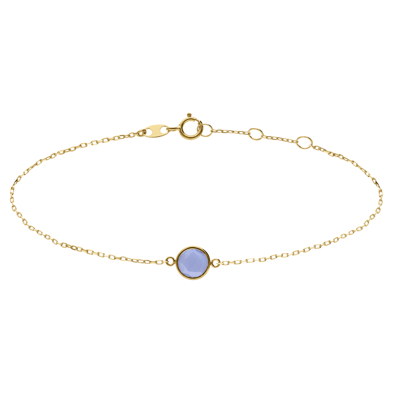 Armband aus 585 Gelbgold mit Geburtsstein-Anhänger, März