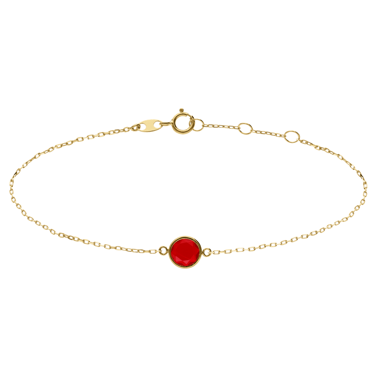 Armband aus 585 Gelbgold mit Geburtsstein-Anhänger, Juli