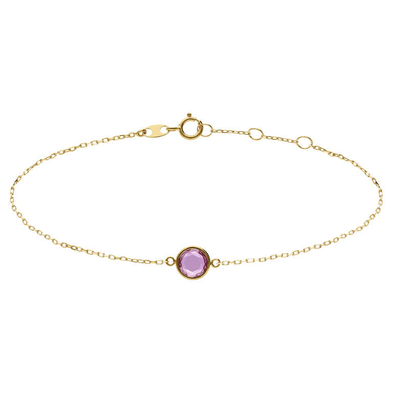 Armband aus 585 Gelbgold mit Geburtsstein-Anhänger, Oktober