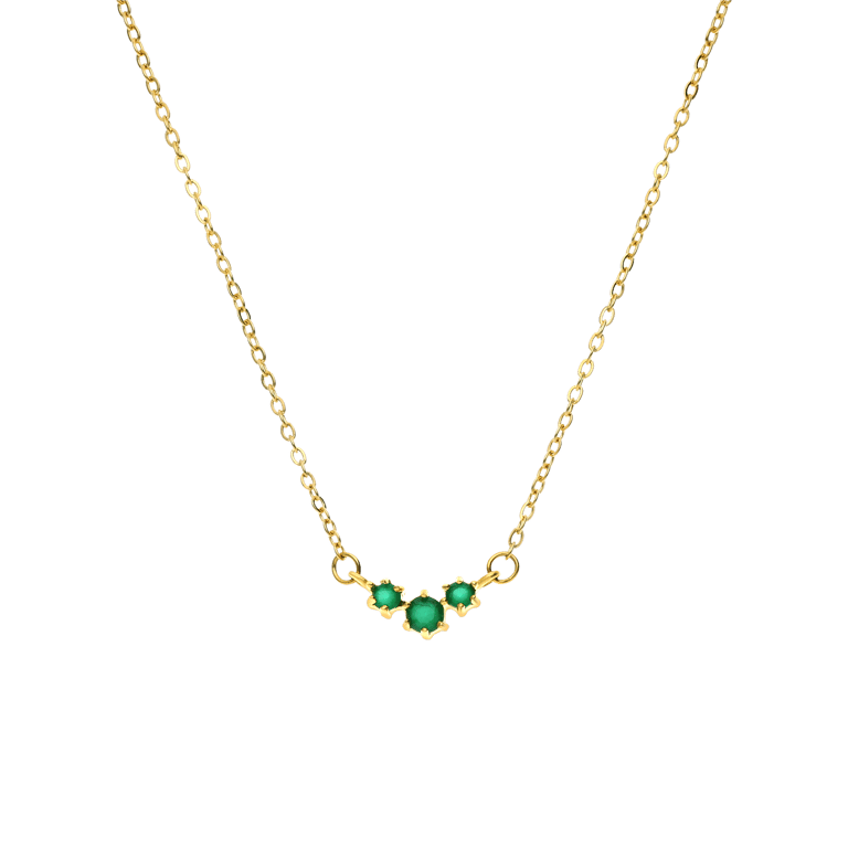 Stainless steel goldplated ketting met hanger met zirkonia voor dames