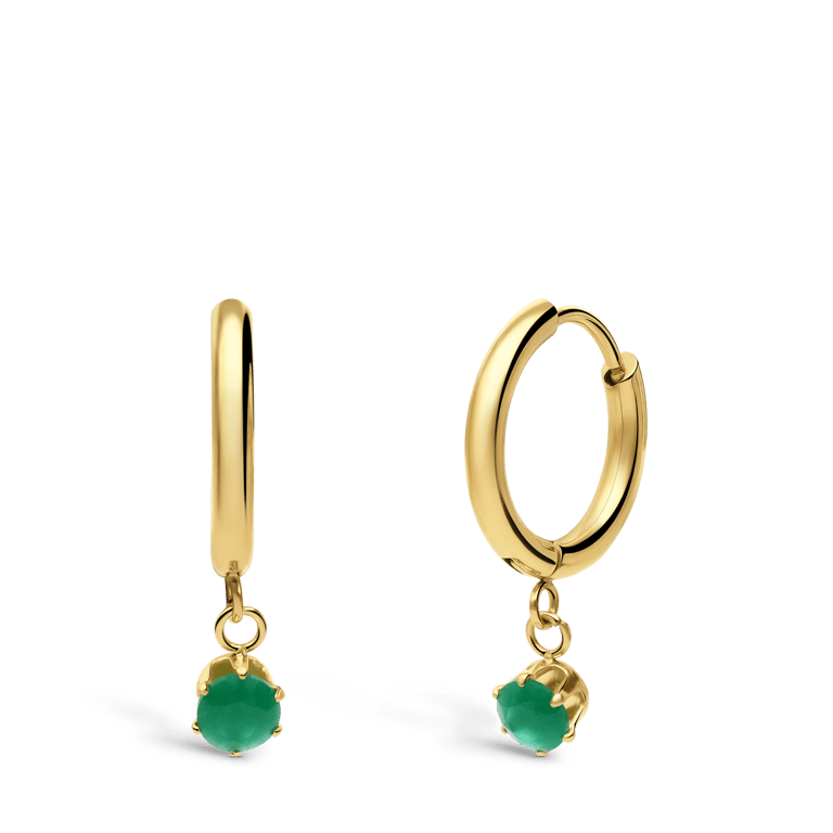 Stalen goldplated vintage oorringen met turquoise voor dames