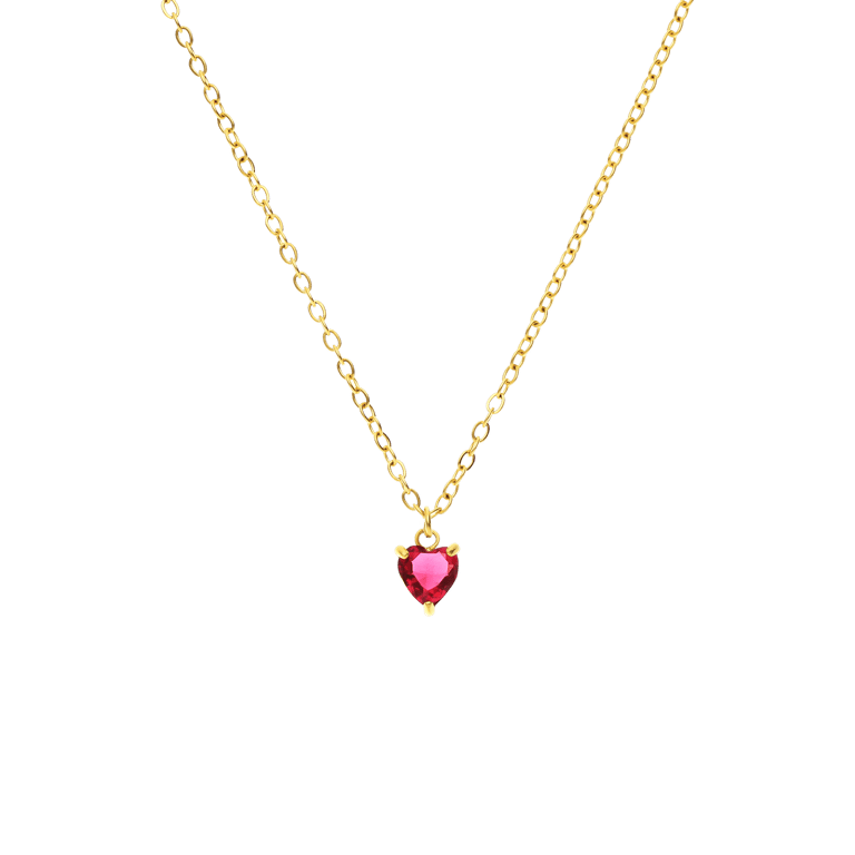 Stainless steel goldplated ketting met hanger hart met zirkonia voor dames