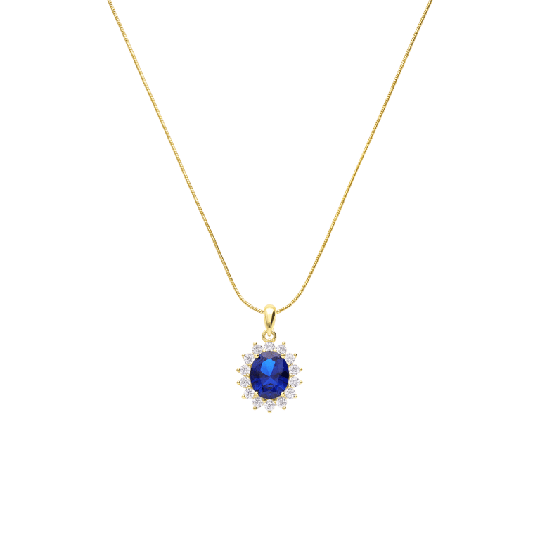 Zilveren goldplated ketting met hanger met zirkonia voor dames