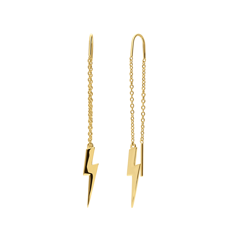 Zilveren goldplated oorhangers bliksemschicht