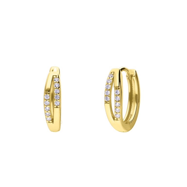 Zilveren goldplated oorringen met zirkonia voor dames