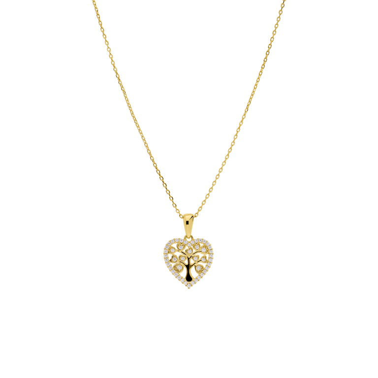 Zilveren goldplated ketting met hanger hart met zirkonia voor dames