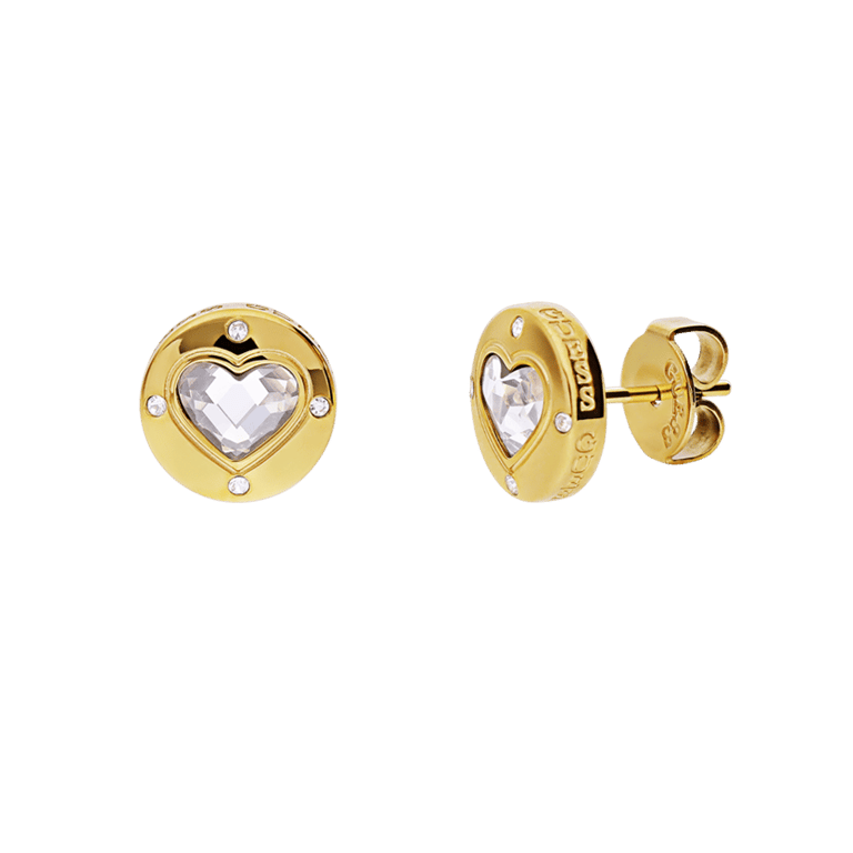 Guess stalen goldplated oorbellen ROLLING HEARTS