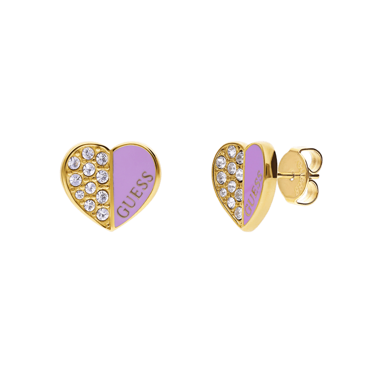 Guess stalen goldplated oorknoppen met kristal voor dames