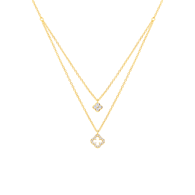 Zilveren goldplated ketting met hanger klaver met zirkonia voor dames