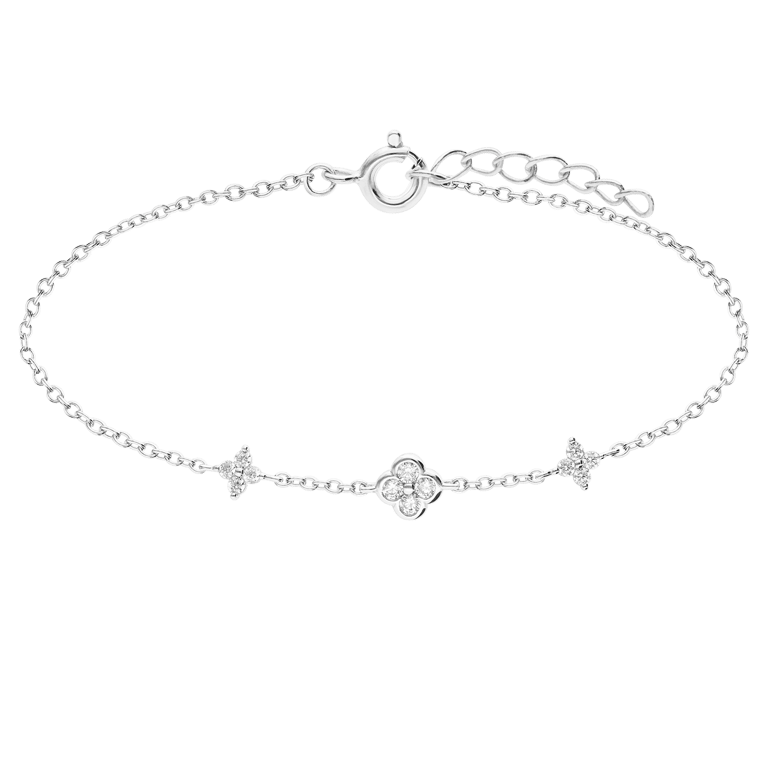 Armband aus 925er Silber, Kleeblatt, Zirkonia