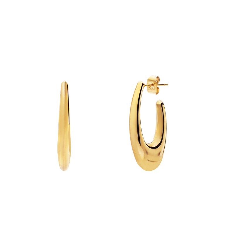 Stalen goldplated oorbellen ovaal