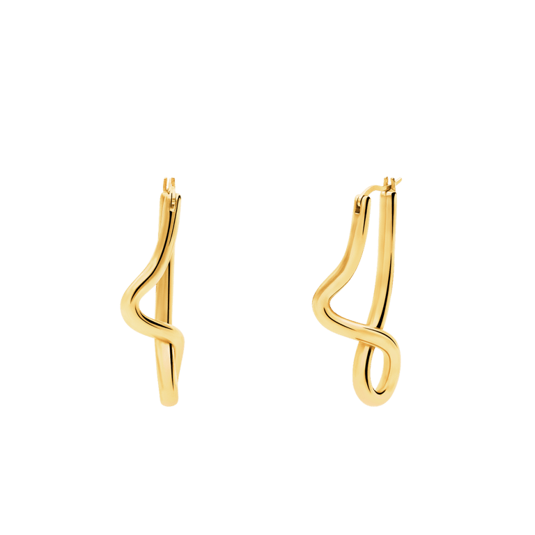 Camille stainless steel goldplated oorhangers asymmetrisch voor dames