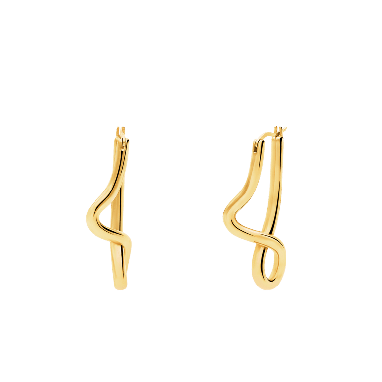 Stalen goldplated oorbellen asymmetrisch