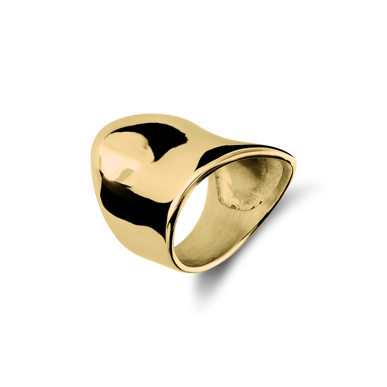 Stainless steel goldplated ring asymmetrisch