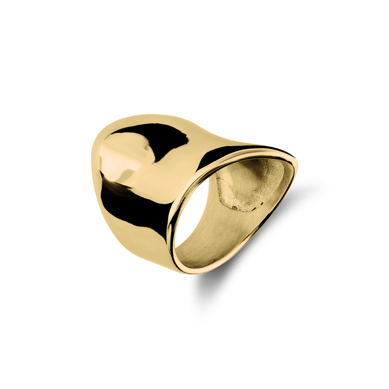 Stalen goldplated ring asymmetrisch