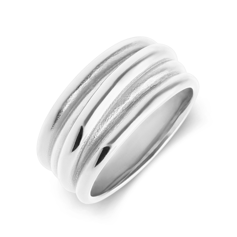 Stainless steel ring met ribbels smal