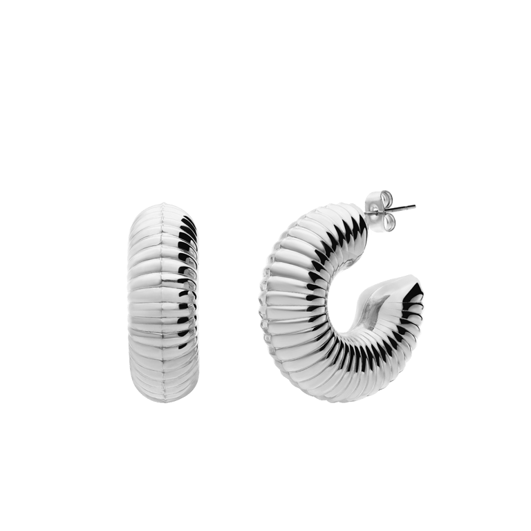 Camille stainless steel oorringen met ribbels voor dames