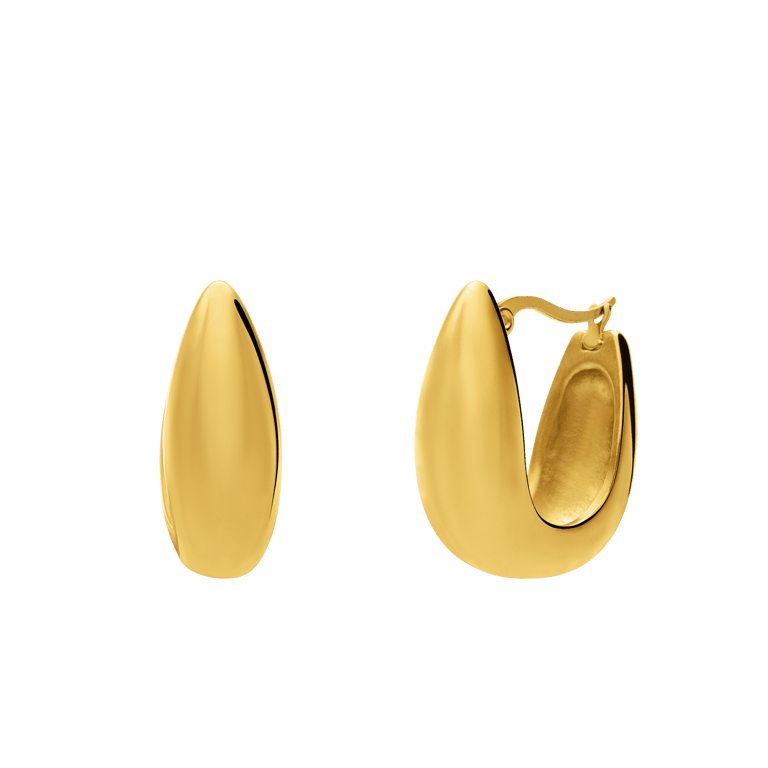 Stalen goldplated oorbellen chunky