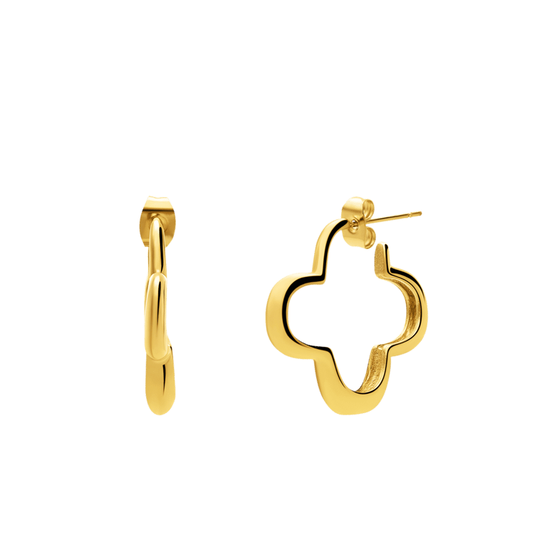 Stalen goldplated oorringen bloem voor dames