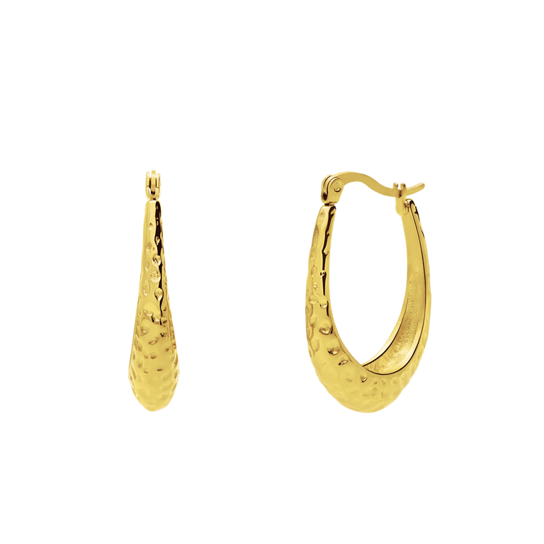 Stalen goldplated oorringen chunky bewerkt voor dames