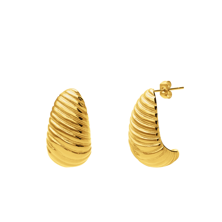 Stalen goldplated oorbellen chunky twist