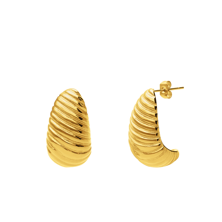 Stalen goldplated oorhangers chunky twist voor dames