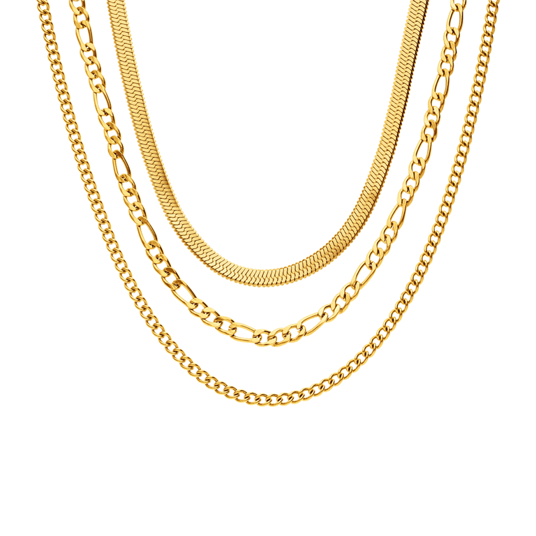 Stalen goldplated ketting multi